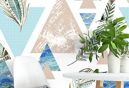 Exotická tapeta Boho interior blue sky, palm trees palma palmy more exotica leto summer holiday dovolenka